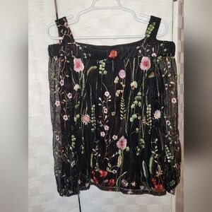 EMMA STREET Floral Embroidered Black Blouse Sz 8
